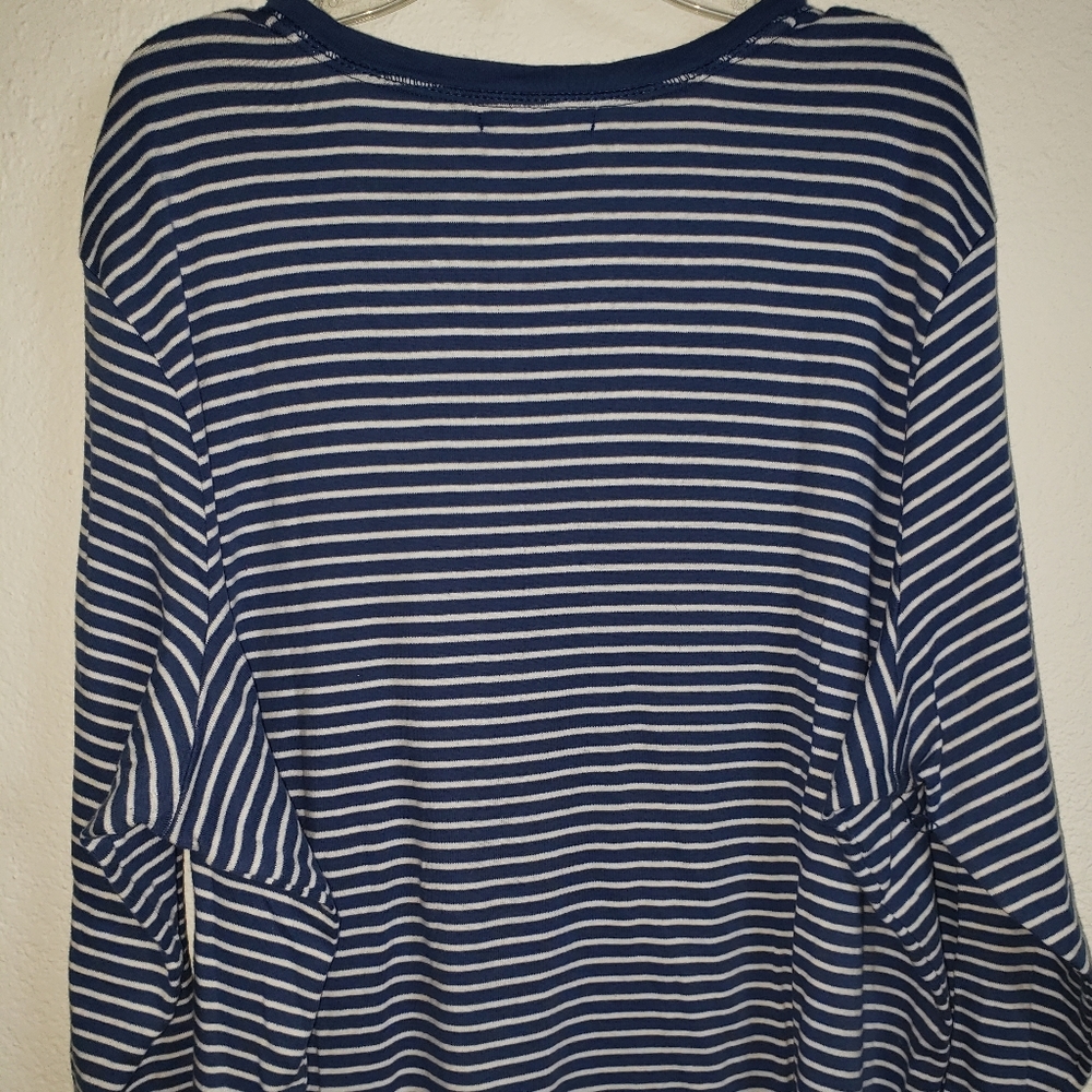 CHAPS PLUS SIZE STRIPED EYELET TOP - Picture 3 of 6